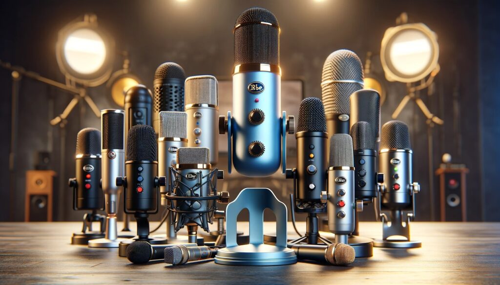 foto de vários microfones que são bons e baratos