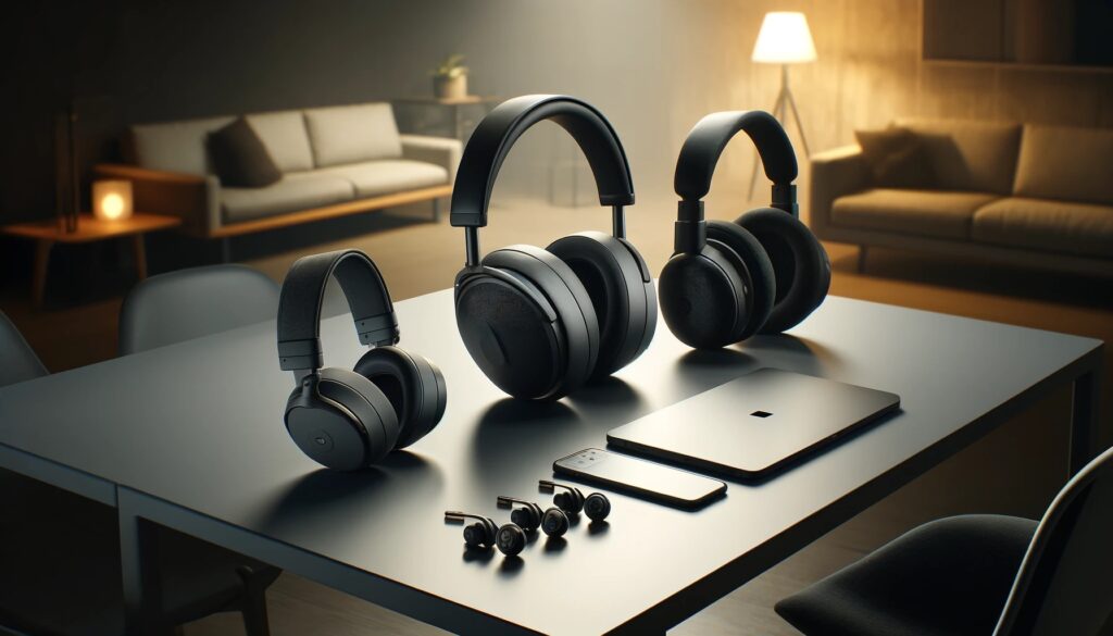 headphones em cima de mesa